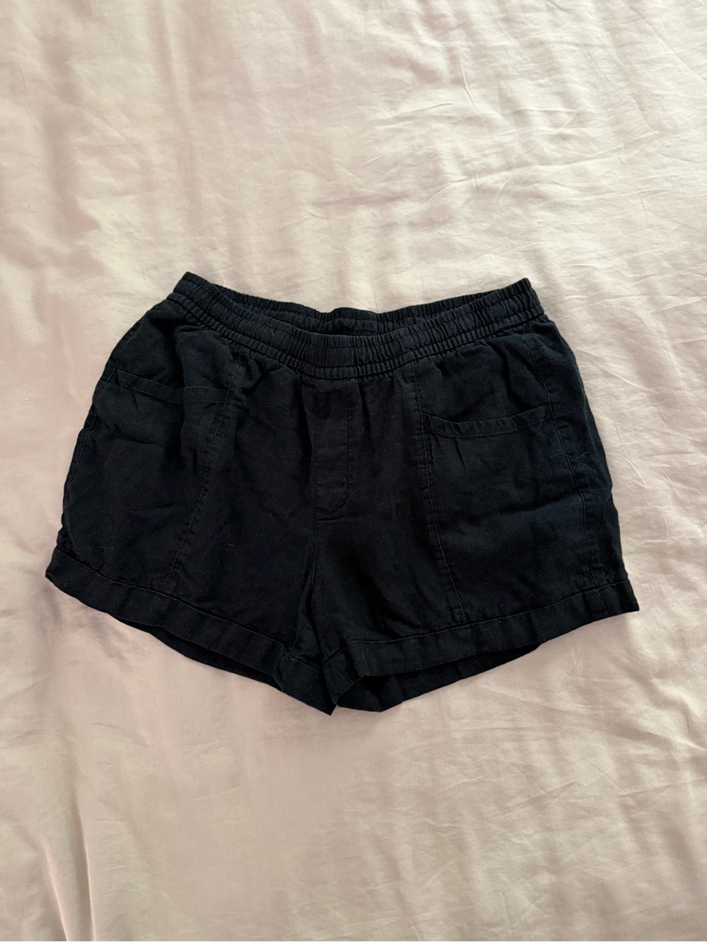 Old Navy Black Elastic Waist linen blend with Pockets